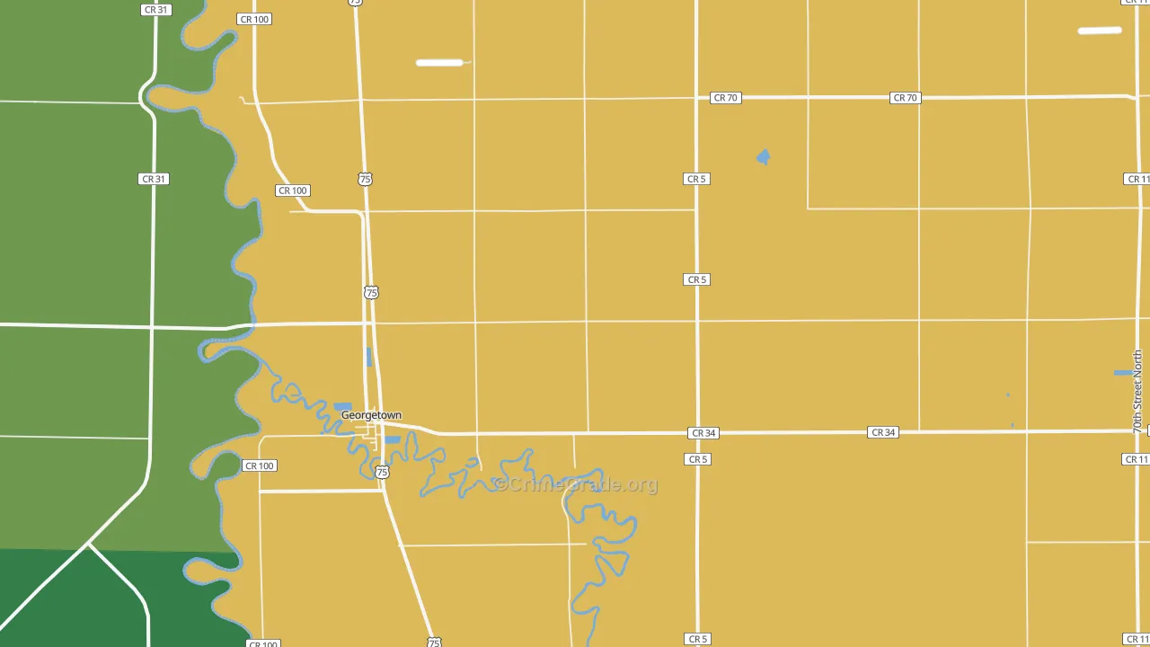 Georgetown, MN Map of Burglary Rates