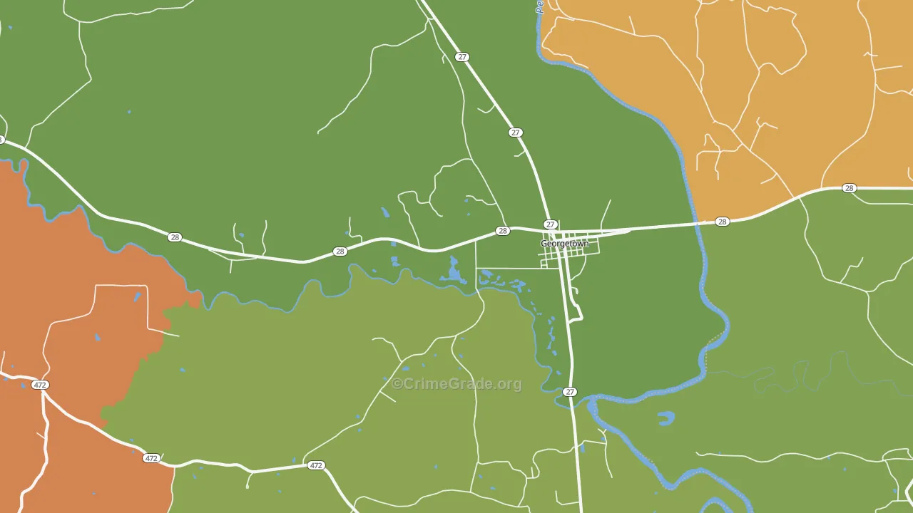 Georgetown, MS Map of Burglary Rates