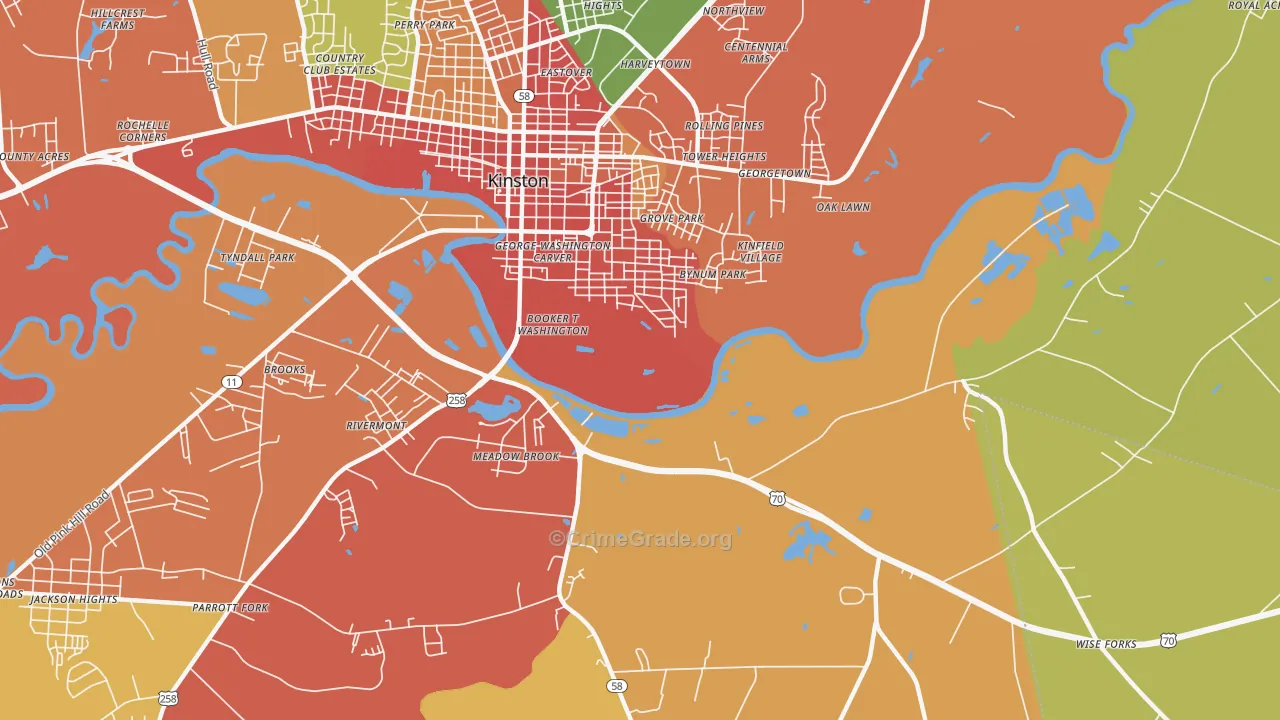 Georgetown, NC Map of Burglary Rates
