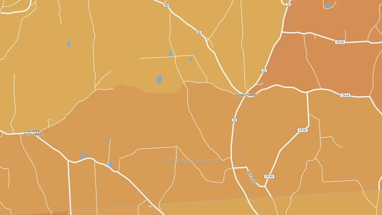Georgetown, NY Map of Burglary Rates