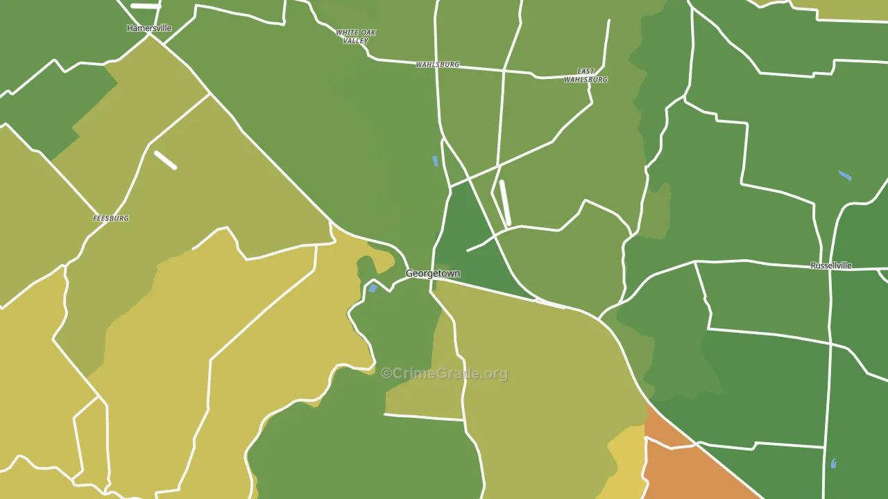 Georgetown, OH Map of Burglary Rates