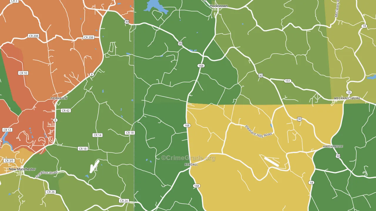 Georgetown, PA Map of Burglary Rates