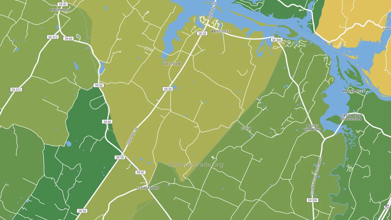Georgetown, TN Map of Burglary Rates