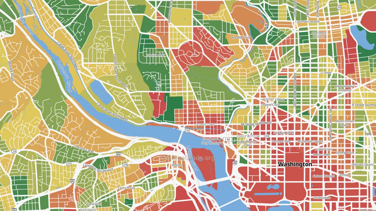 Georgetown, Washington, DC Map of Burglary Rates