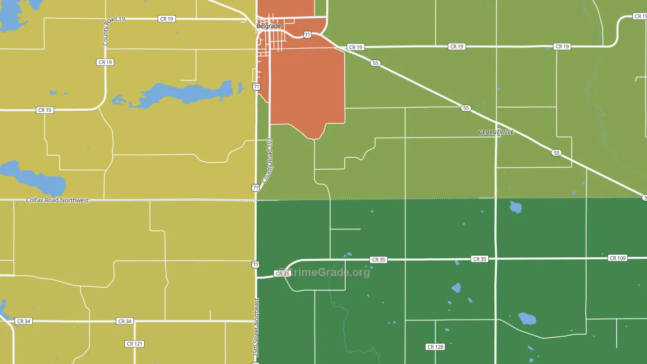 Georgeville, MN Map of Burglary Rates