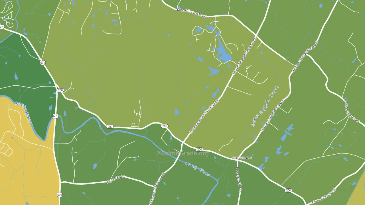 Georgeville, NC Map of Burglary Rates