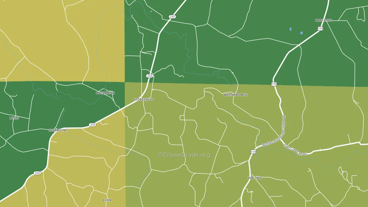 Georgeville, PA Map of Burglary Rates