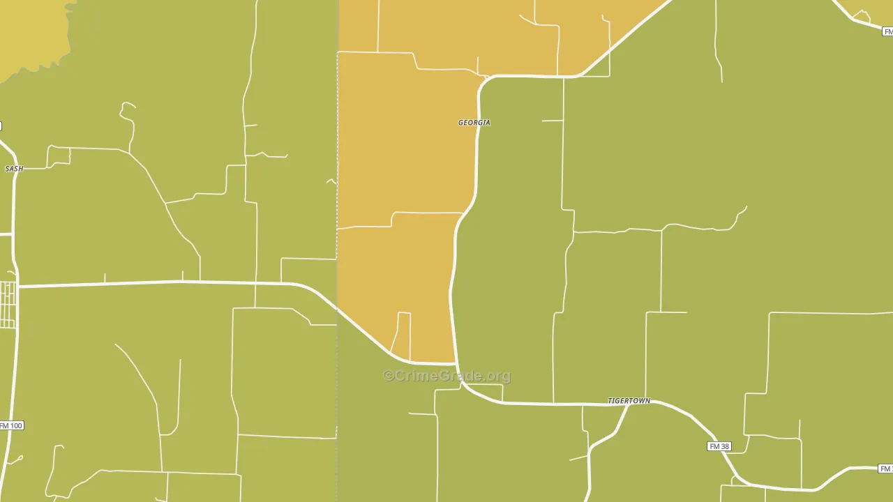 Georgia, TX Map of Burglary Rates