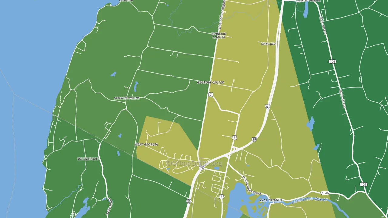 Georgia, VT Map of Burglary Rates