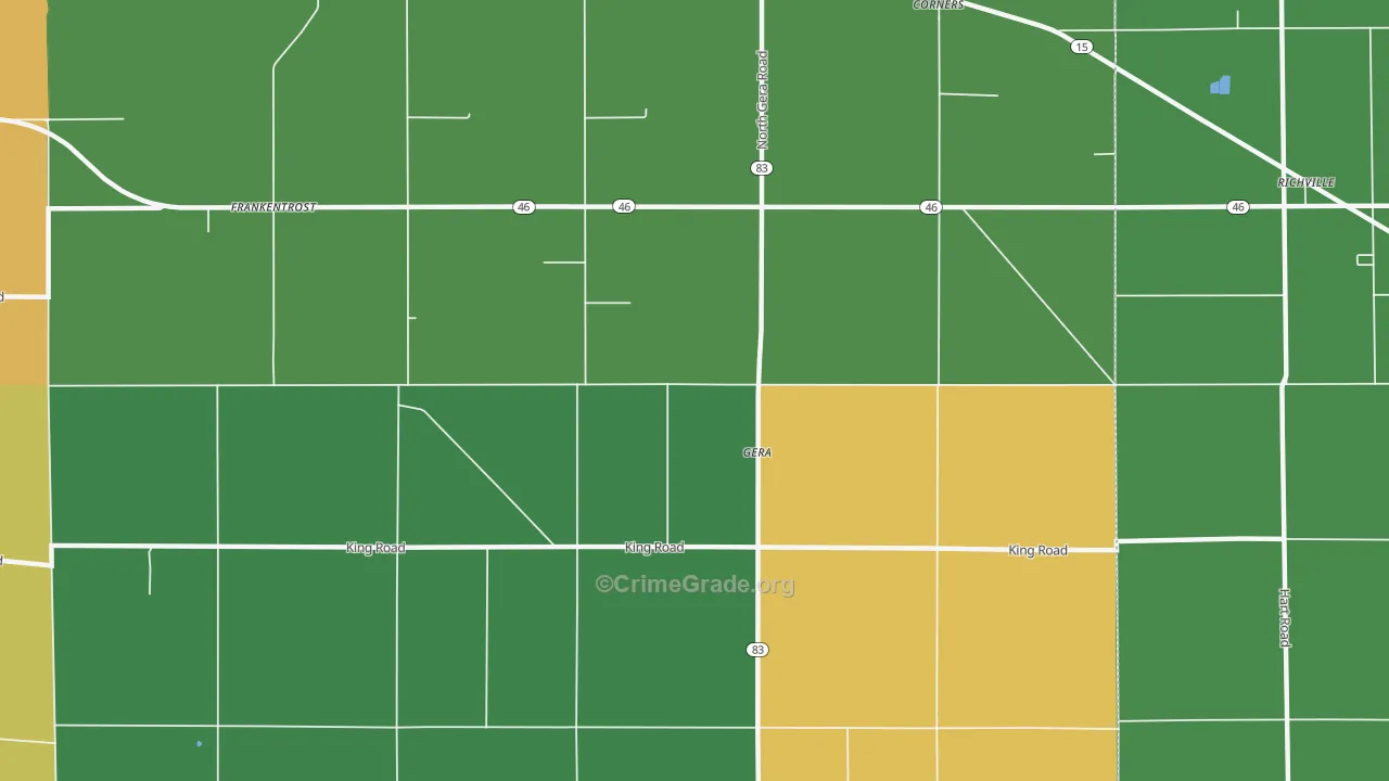 Gera, MI Map of Burglary Rates