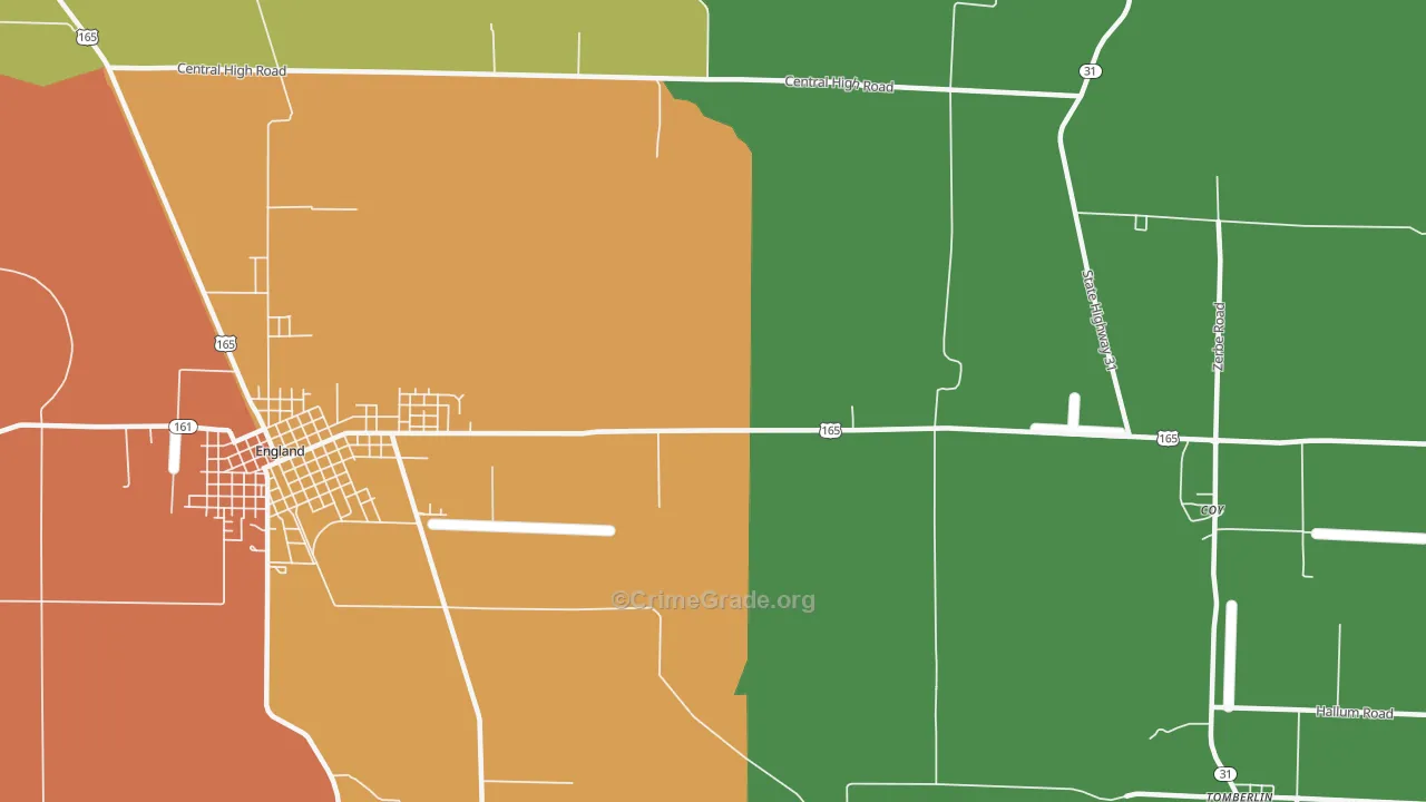 Geridge, AR Map of Burglary Rates