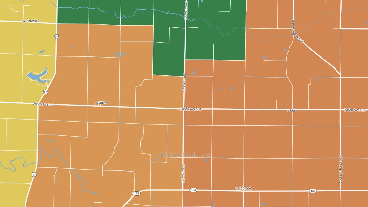 Gerlaw, IL Map of Burglary Rates