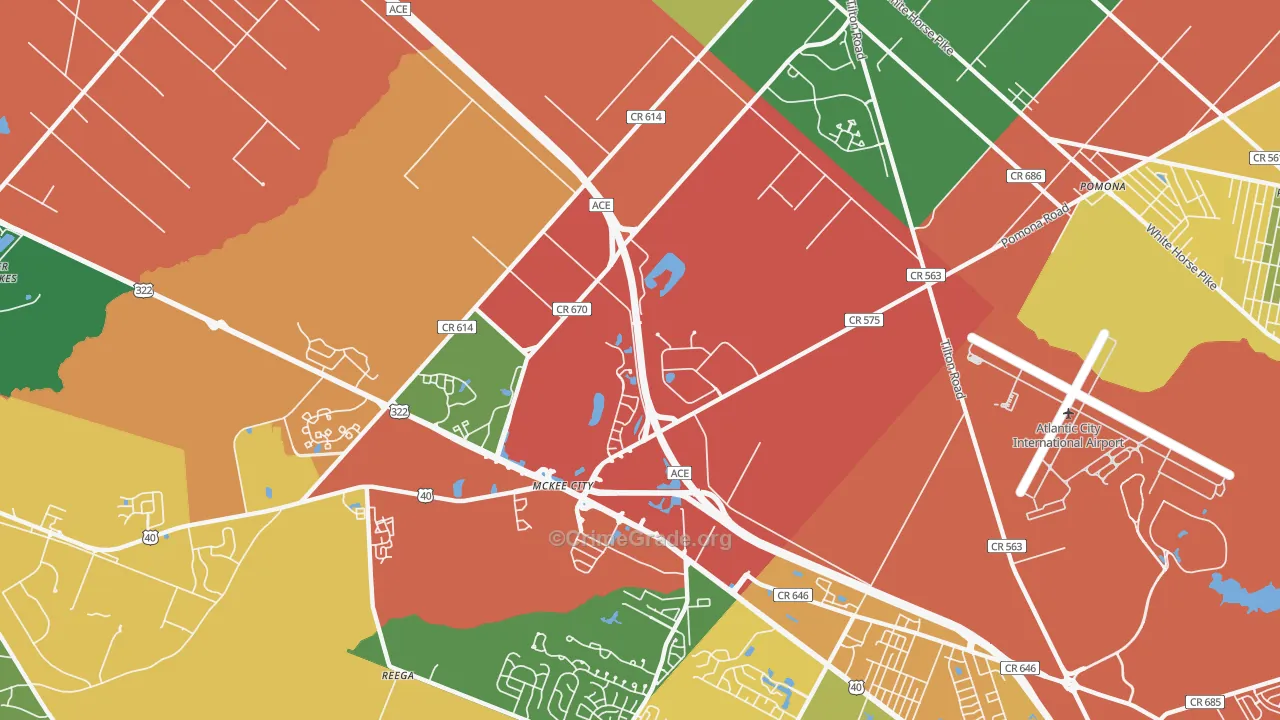 Germania Gardens, NJ Map of Burglary Rates