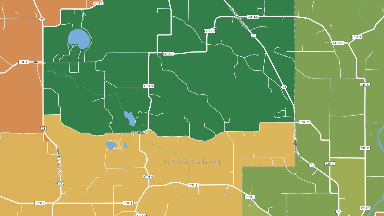 Germania, WI Map of Burglary Rates