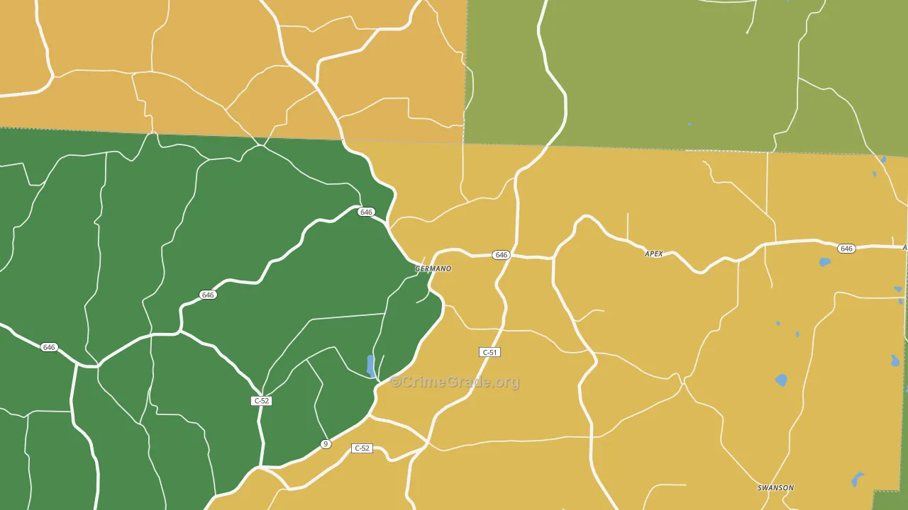 Germano, OH Map of Burglary Rates