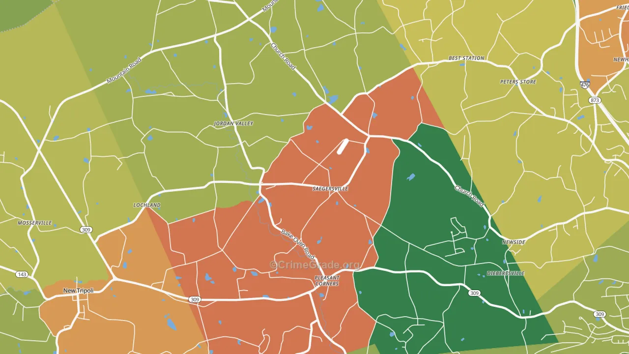 Germansville, PA Map of Burglary Rates