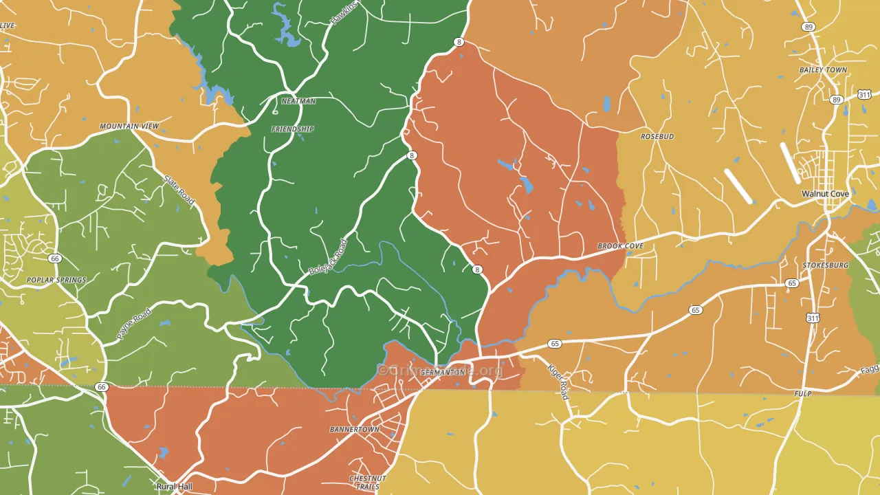 Germanton, NC Map of Burglary Rates