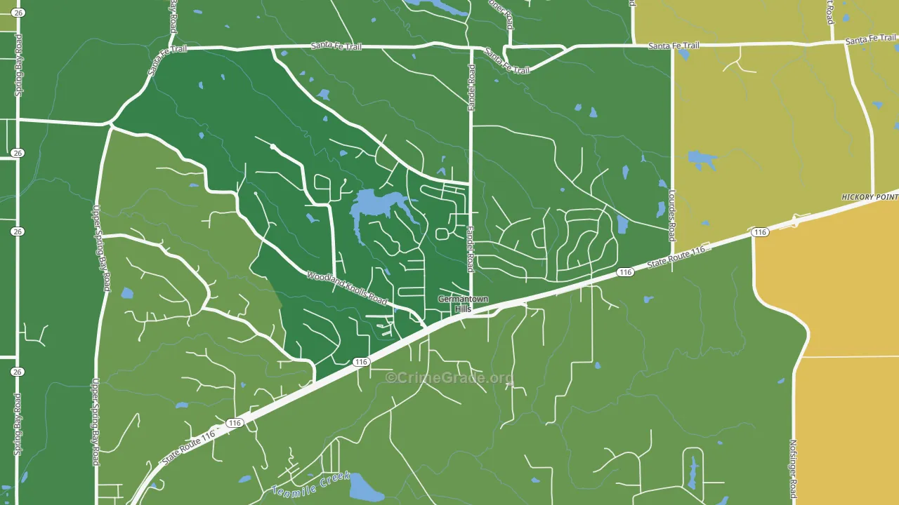 Germantown Hills, IL Map of Burglary Rates