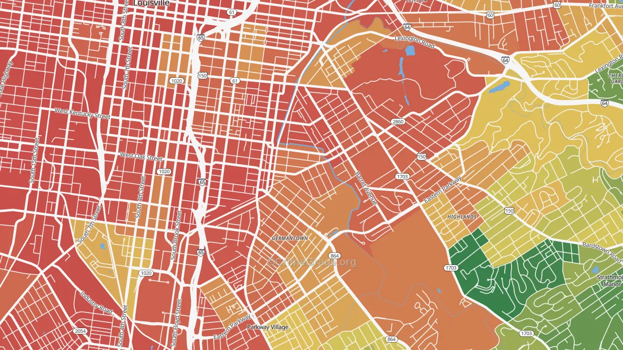 Germantown, Louisville, KY Map of Burglary Rates
