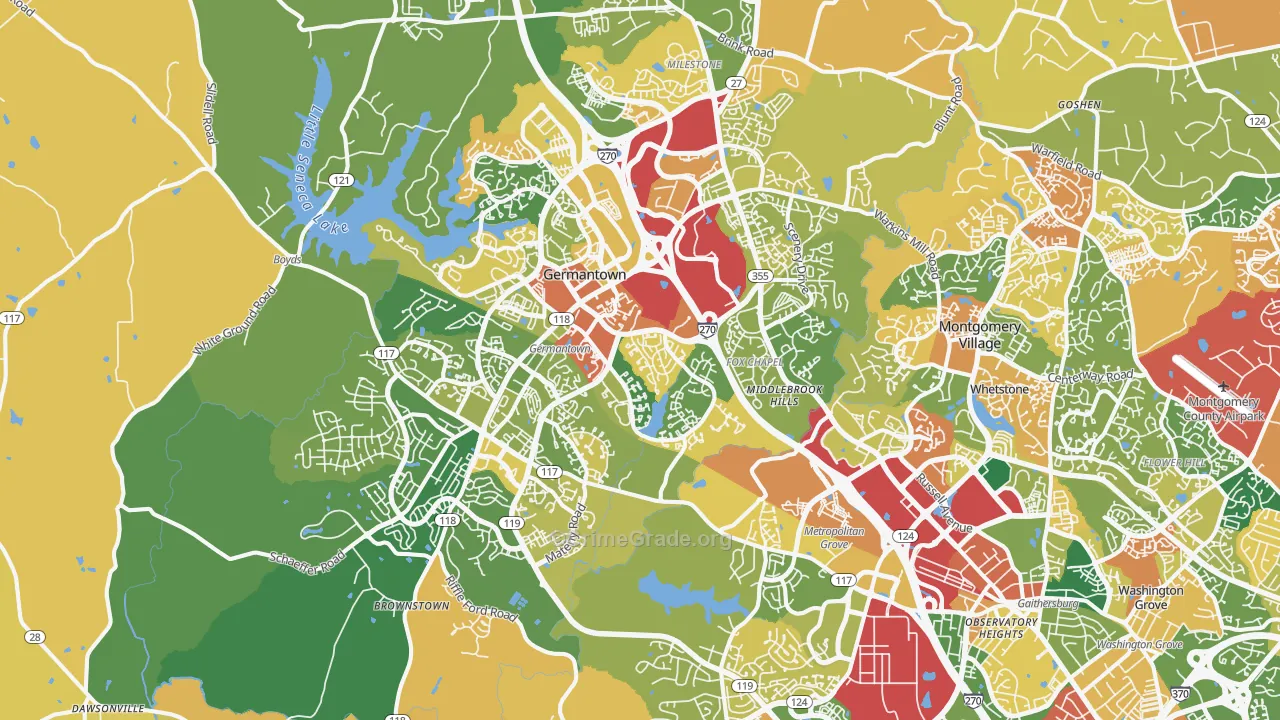 Germantown, MD Map of Burglary Rates