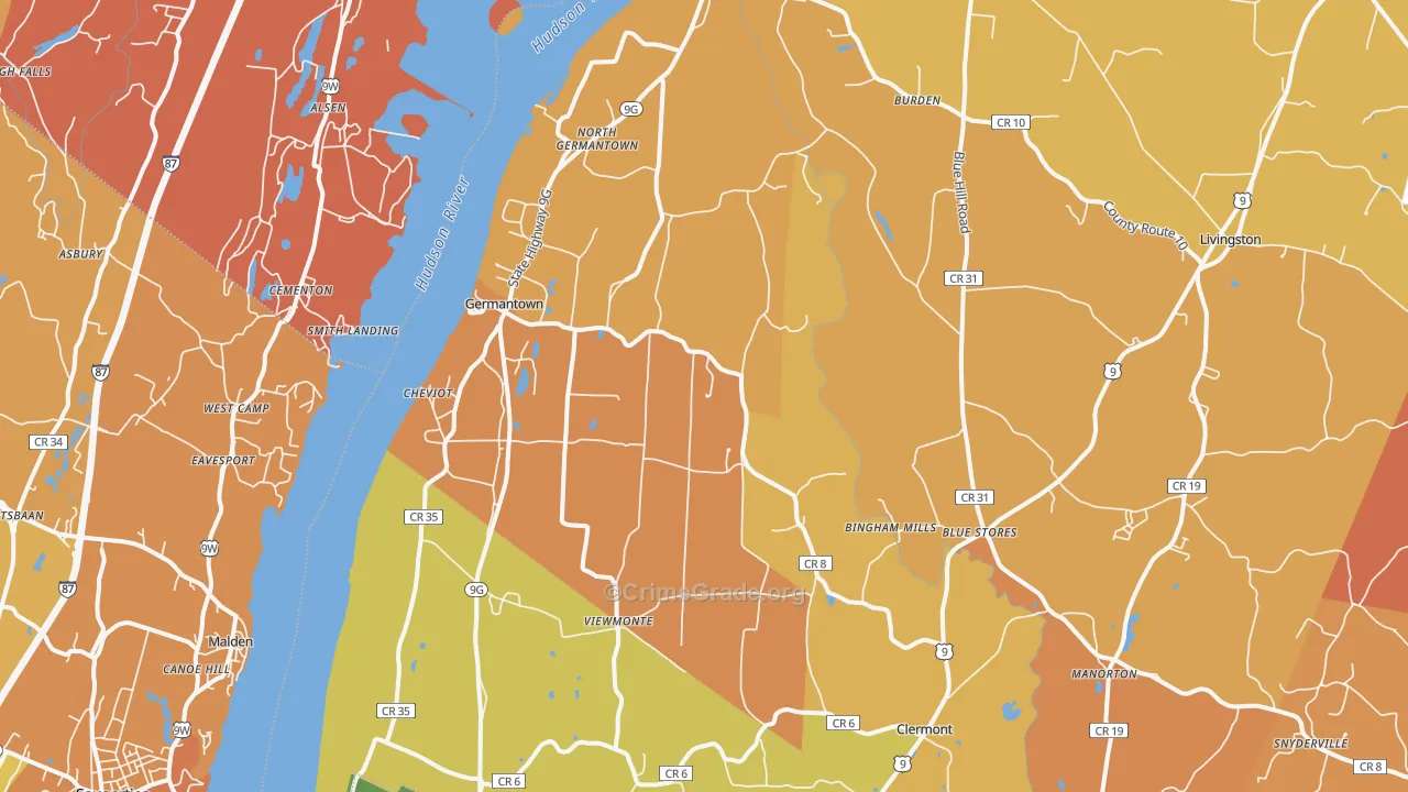 Germantown, NY Map of Burglary Rates