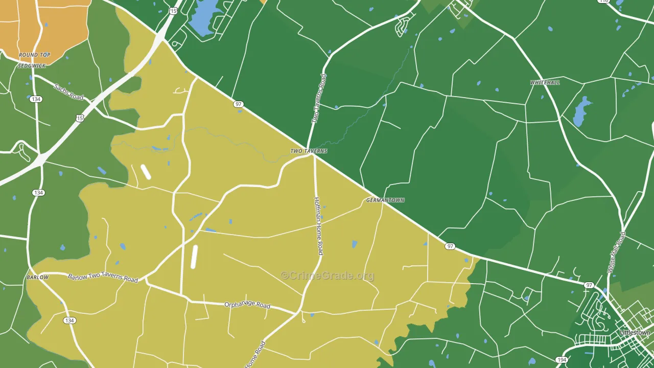 Germantown, PA Map of Burglary Rates