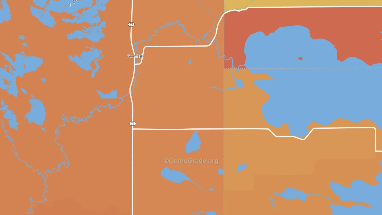 Germfask, MI Map of Burglary Rates