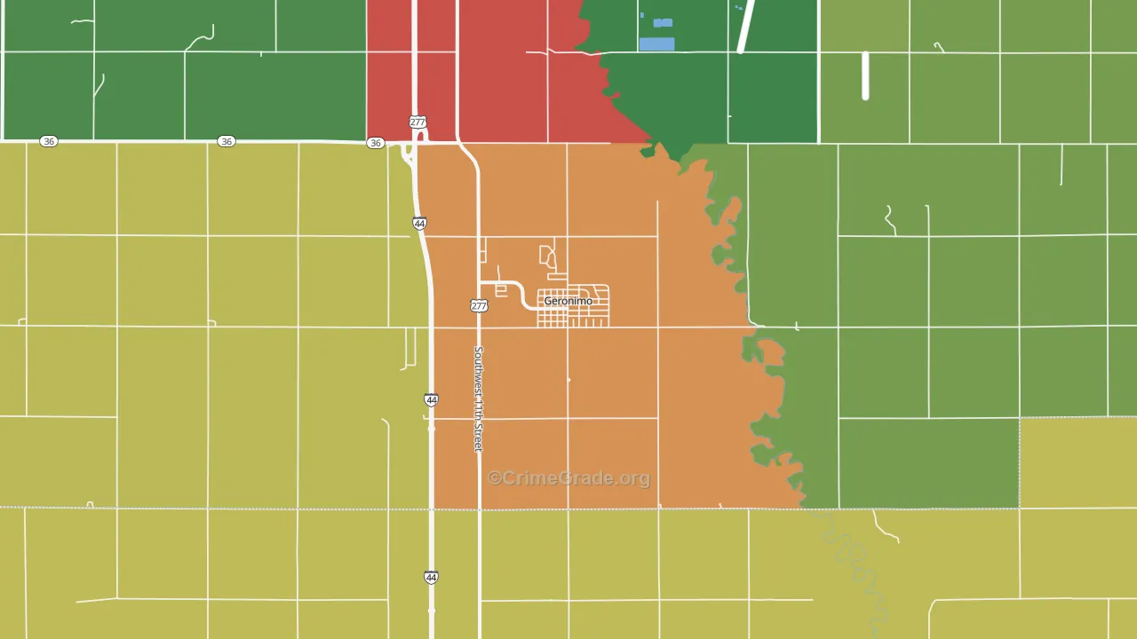 Geronimo, OK Map of Burglary Rates