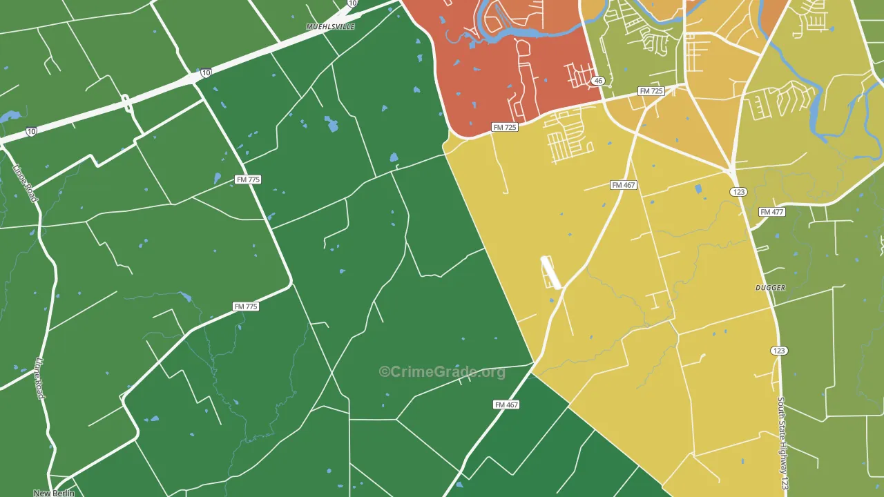 Geronimo, TX Map of Burglary Rates