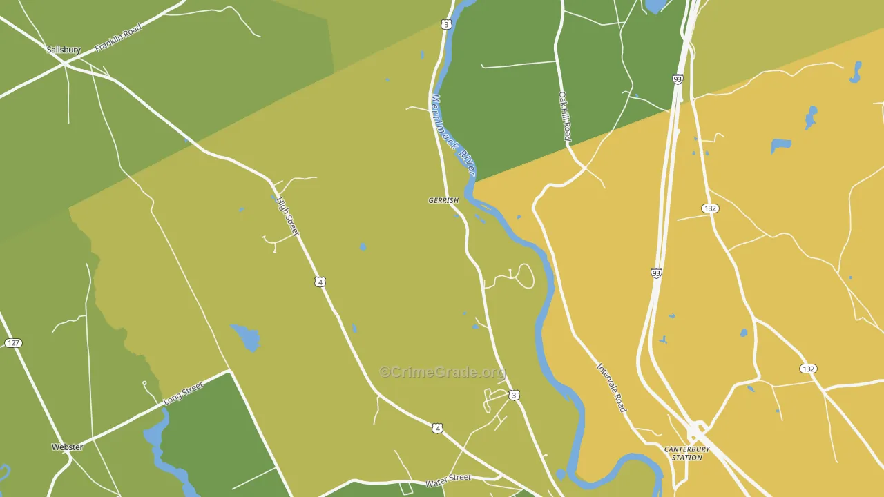 Gerrish, NH Map of Burglary Rates