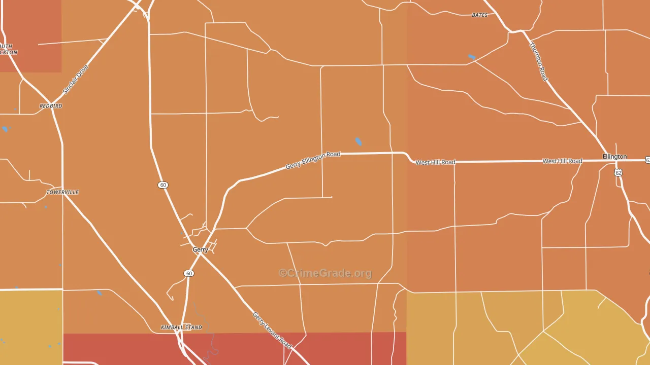 Gerry, NY Map of Burglary Rates