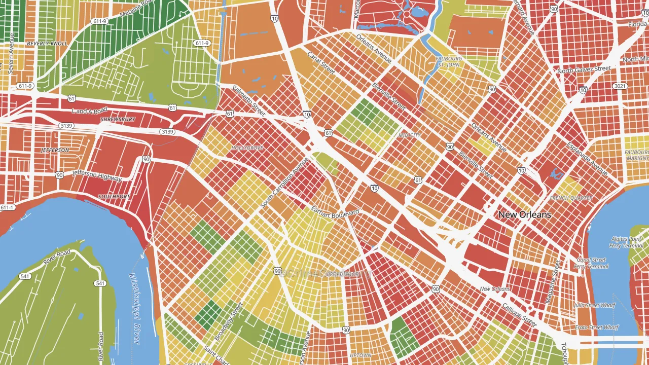Gert Town, New Orleans, LA Map of Burglary Rates