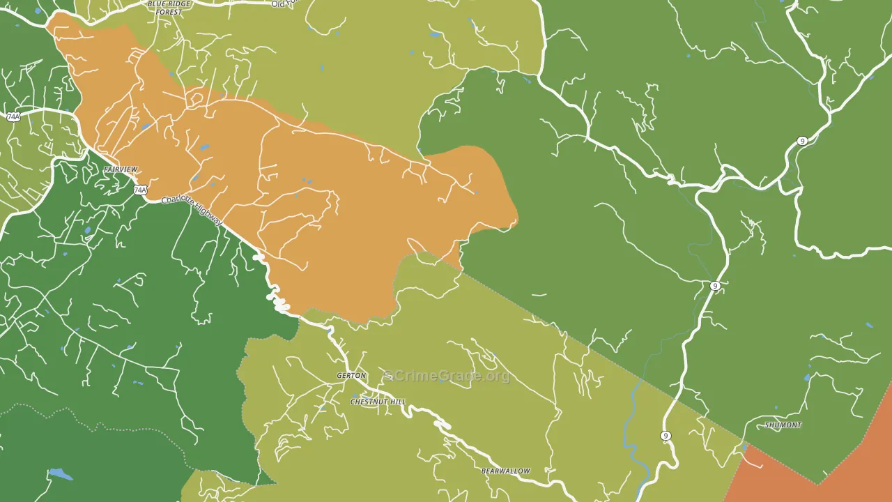 Gerton, NC Map of Burglary Rates
