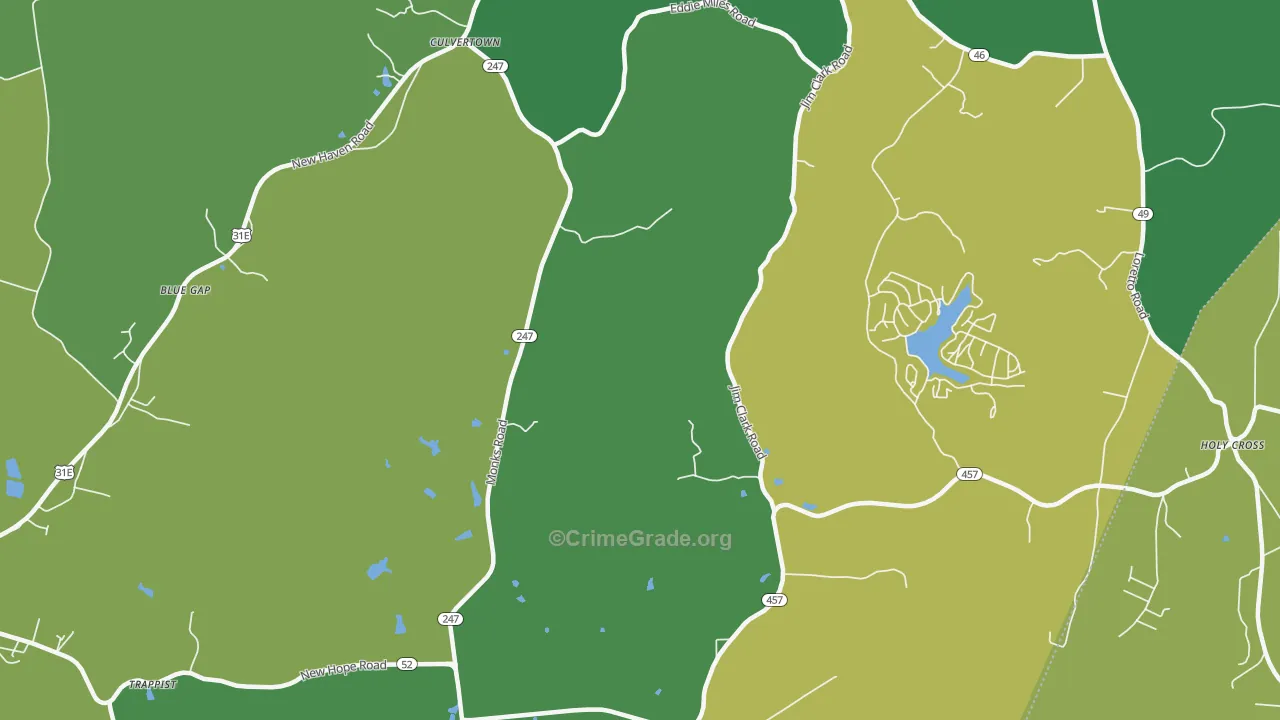 Gethsemane, KY Map of Burglary Rates
