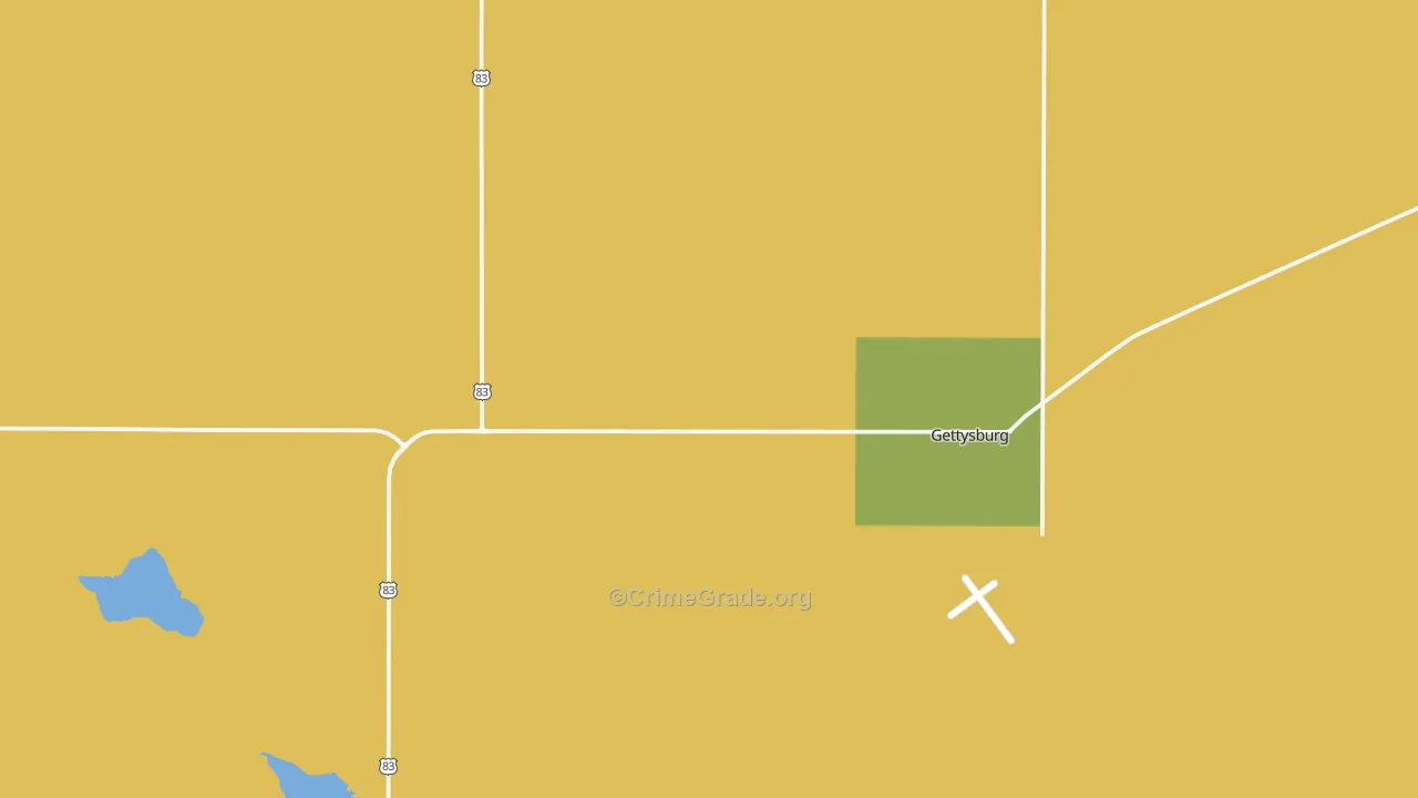 Gettysburg, SD Map of Burglary Rates