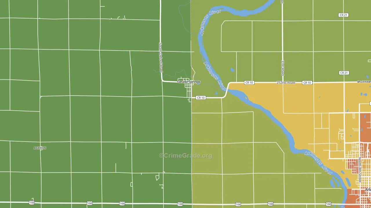 Geuda Springs, KS Map of Burglary Rates