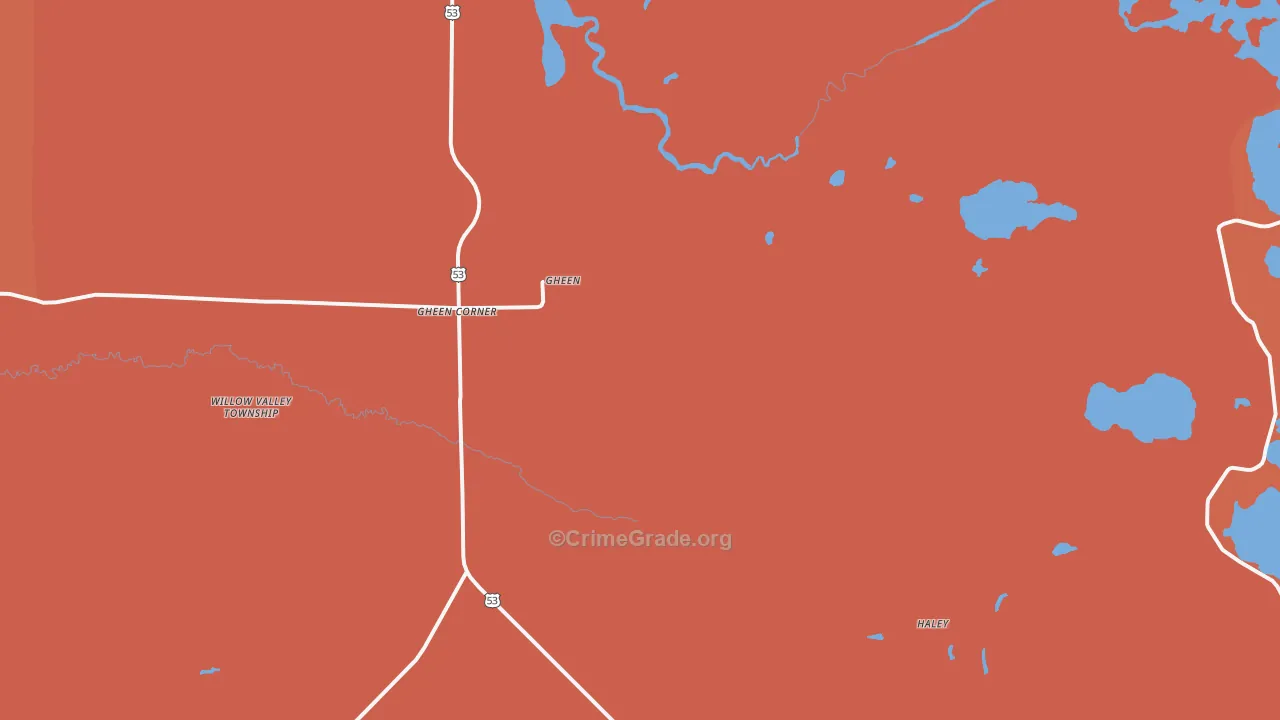 Gheen, MN Map of Burglary Rates