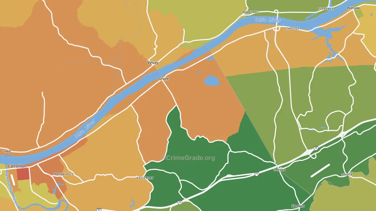 Ghent, KY Map of Burglary Rates