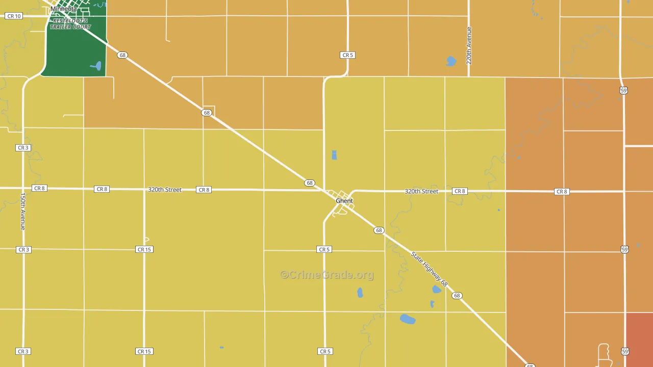 Ghent, MN Map of Burglary Rates