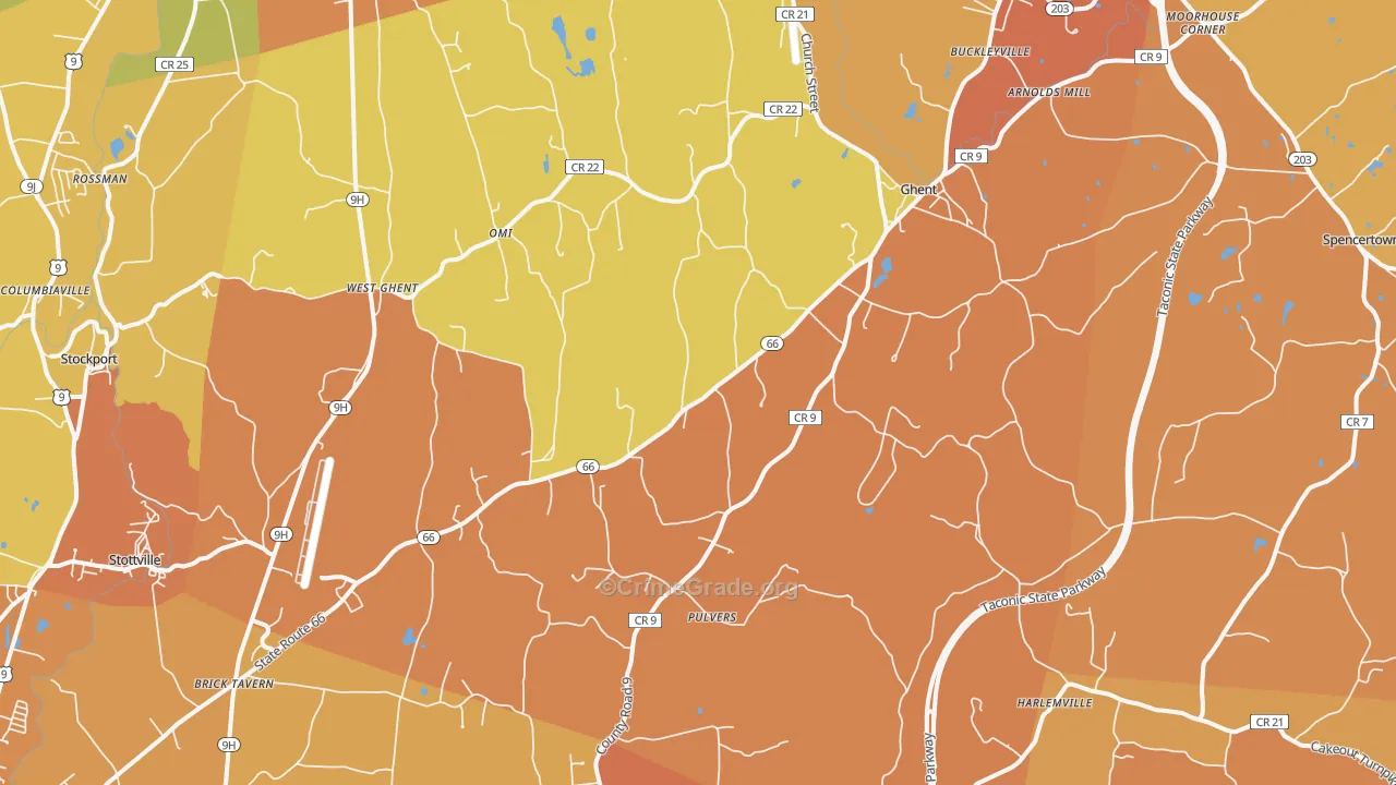 Ghent, NY Map of Burglary Rates