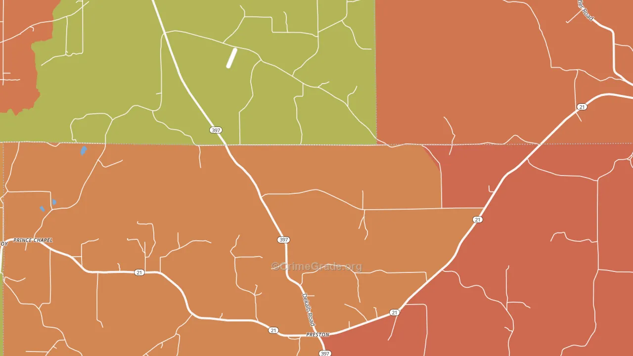 Gholson, MS Map of Burglary Rates
