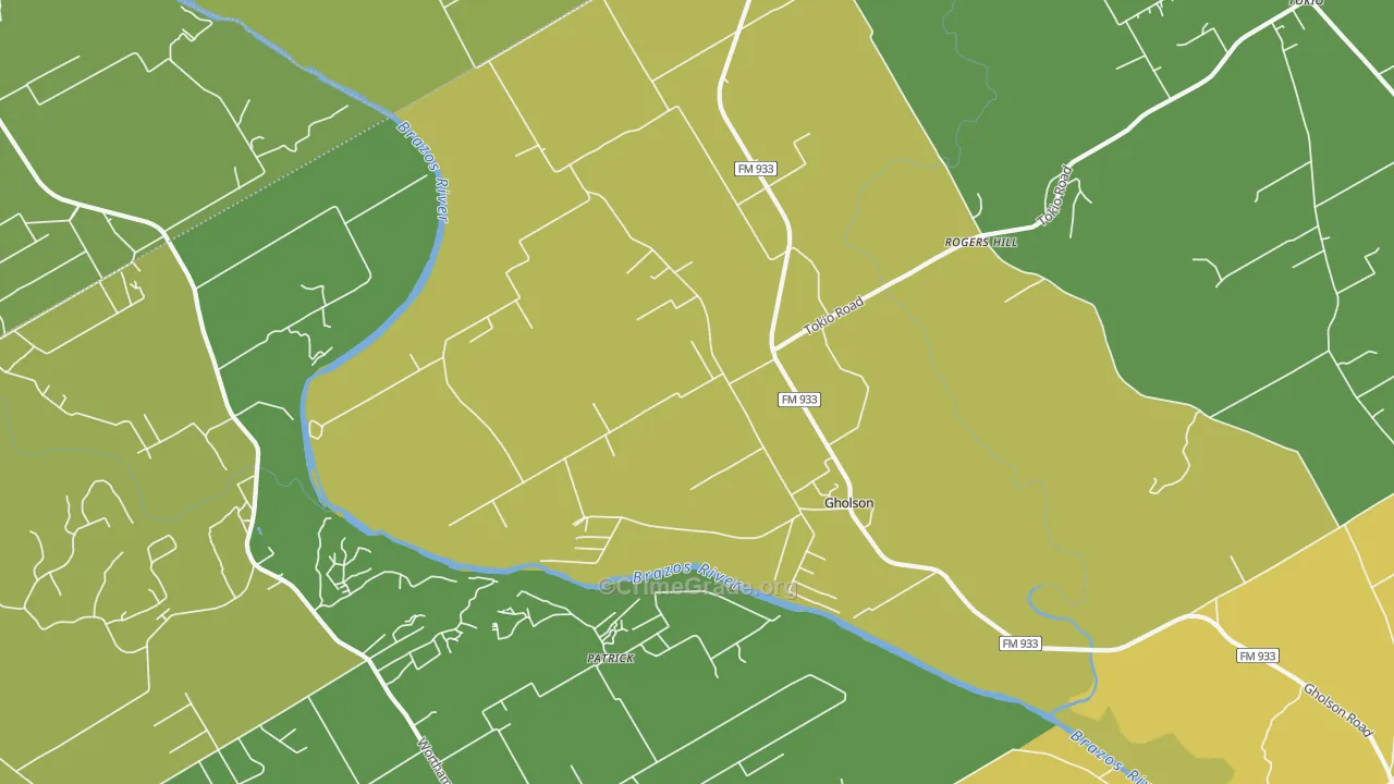 Gholson, TX Map of Burglary Rates