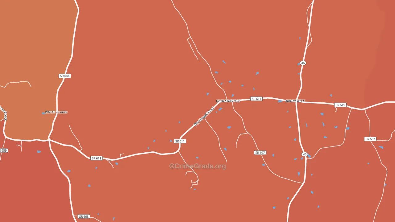 Gholsonville, VA Map of Burglary Rates