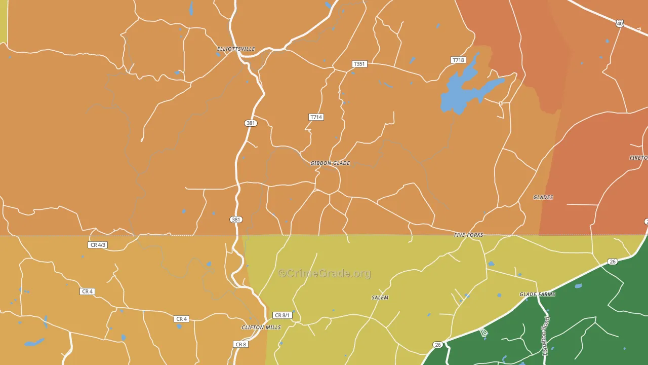 Gibbon Glade, PA Map of Burglary Rates