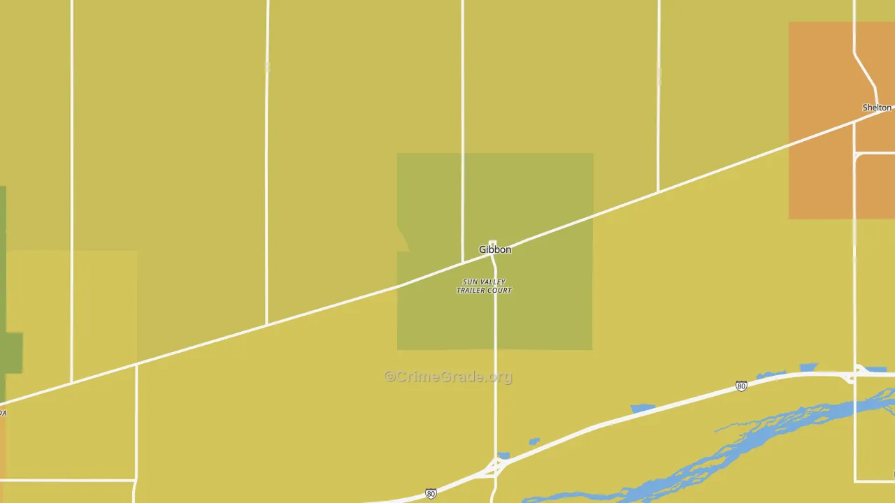 Gibbon, NE Map of Burglary Rates