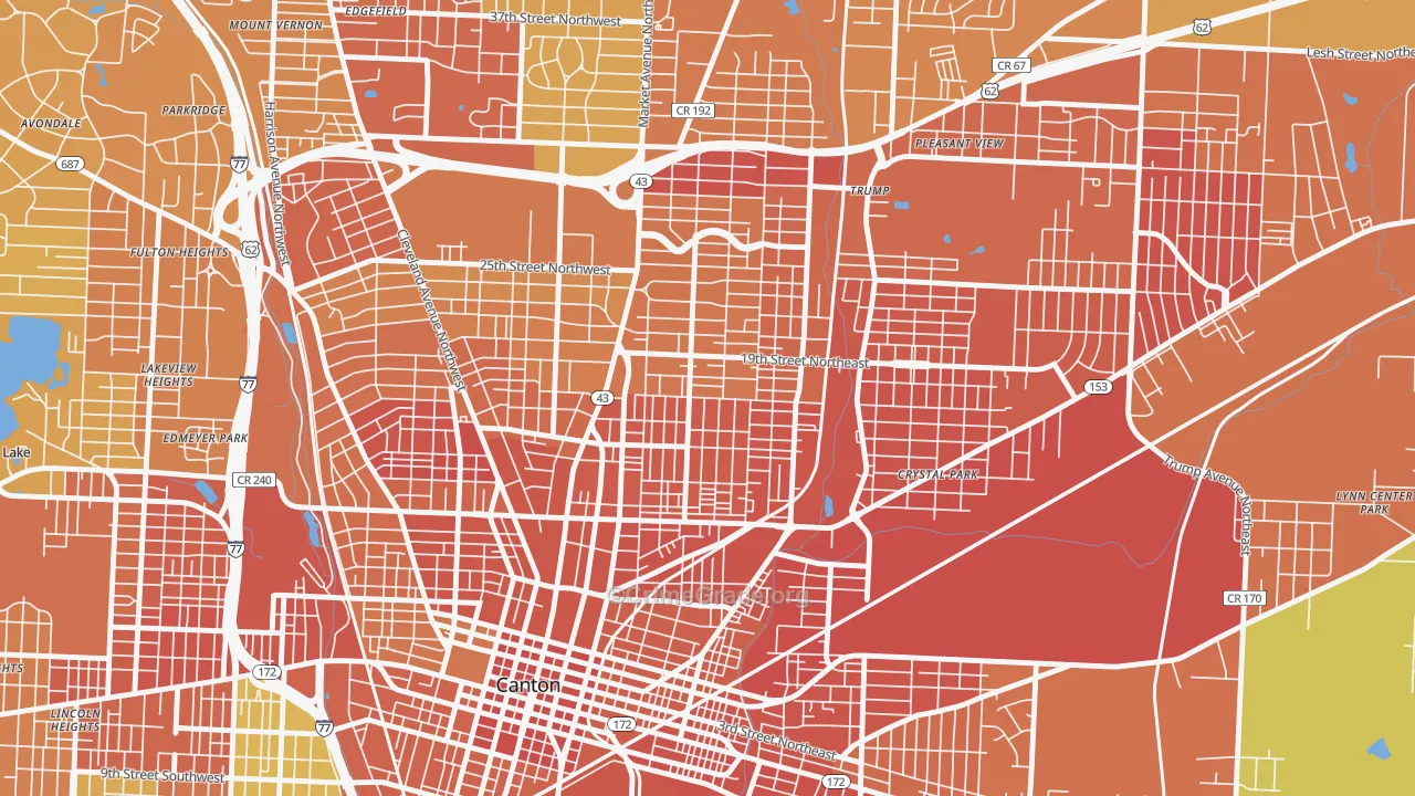 Gibbs, Canton, OH Map of Burglary Rates