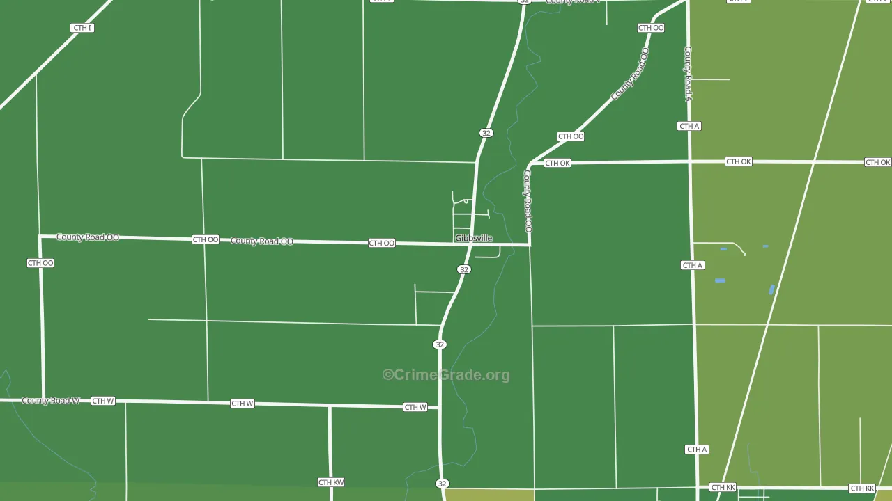 Gibbsville, WI Map of Burglary Rates