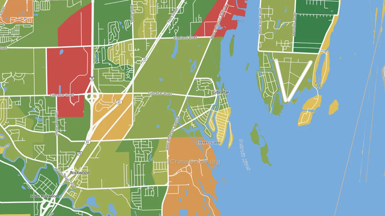 Gibraltar, MI Map of Burglary Rates
