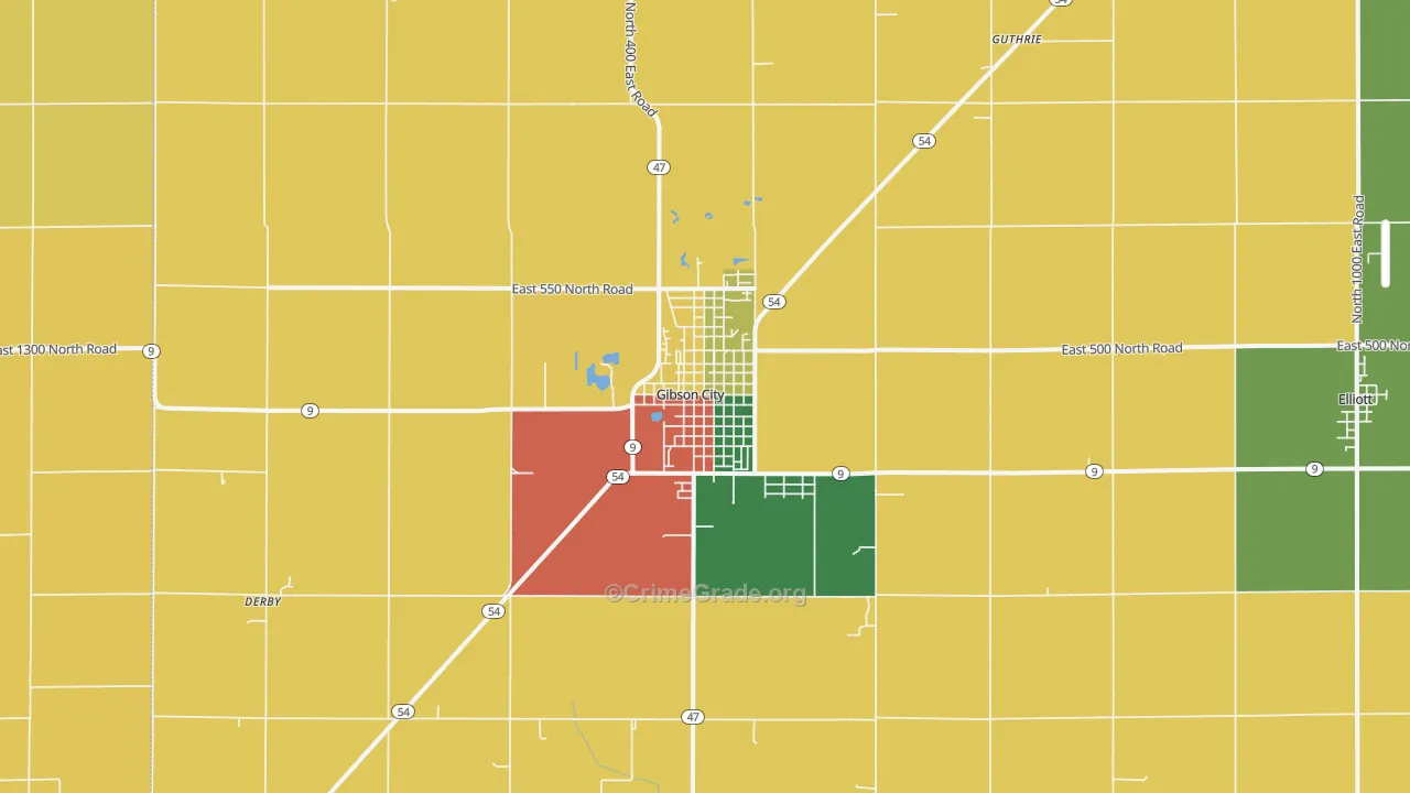Gibson City, IL Map of Burglary Rates