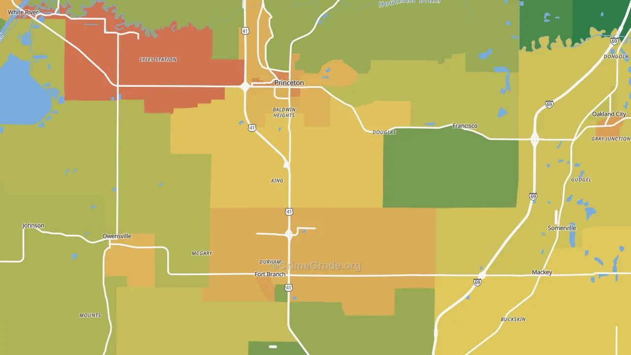 Gibson County, IN Map of Burglary Rates
